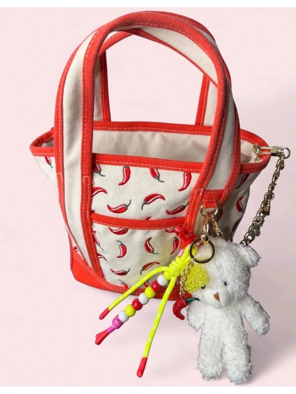 Madden Girl Chili Pepper Mini Tote Crossbody Bag with Charms & Pouch [COPY]
